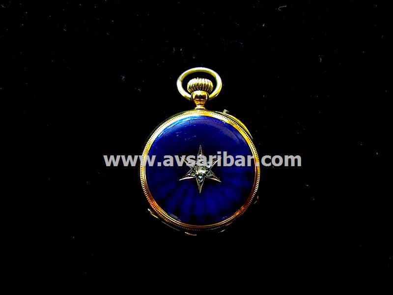 14K GOLD and DIAMOND OPEN FACE LADIES POCKET WATCH