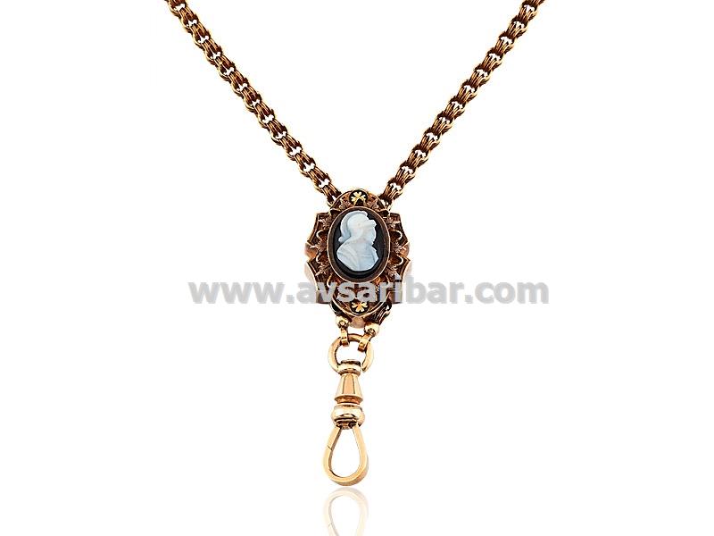 14K GOLD - OLD VICTORIAN CAMEO CHAIN